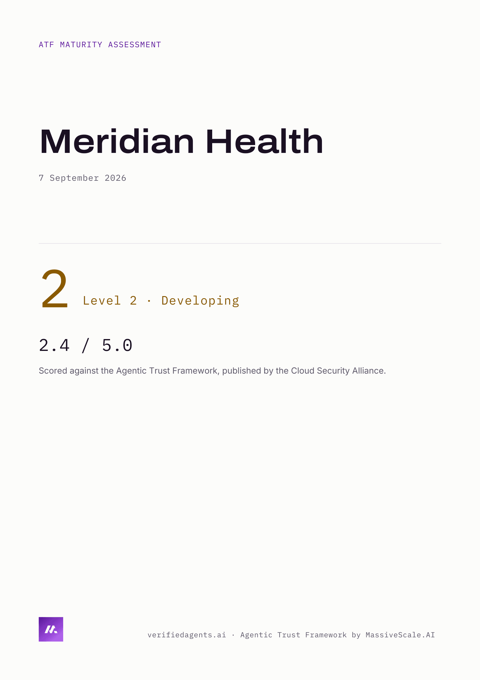 Sample report cover page