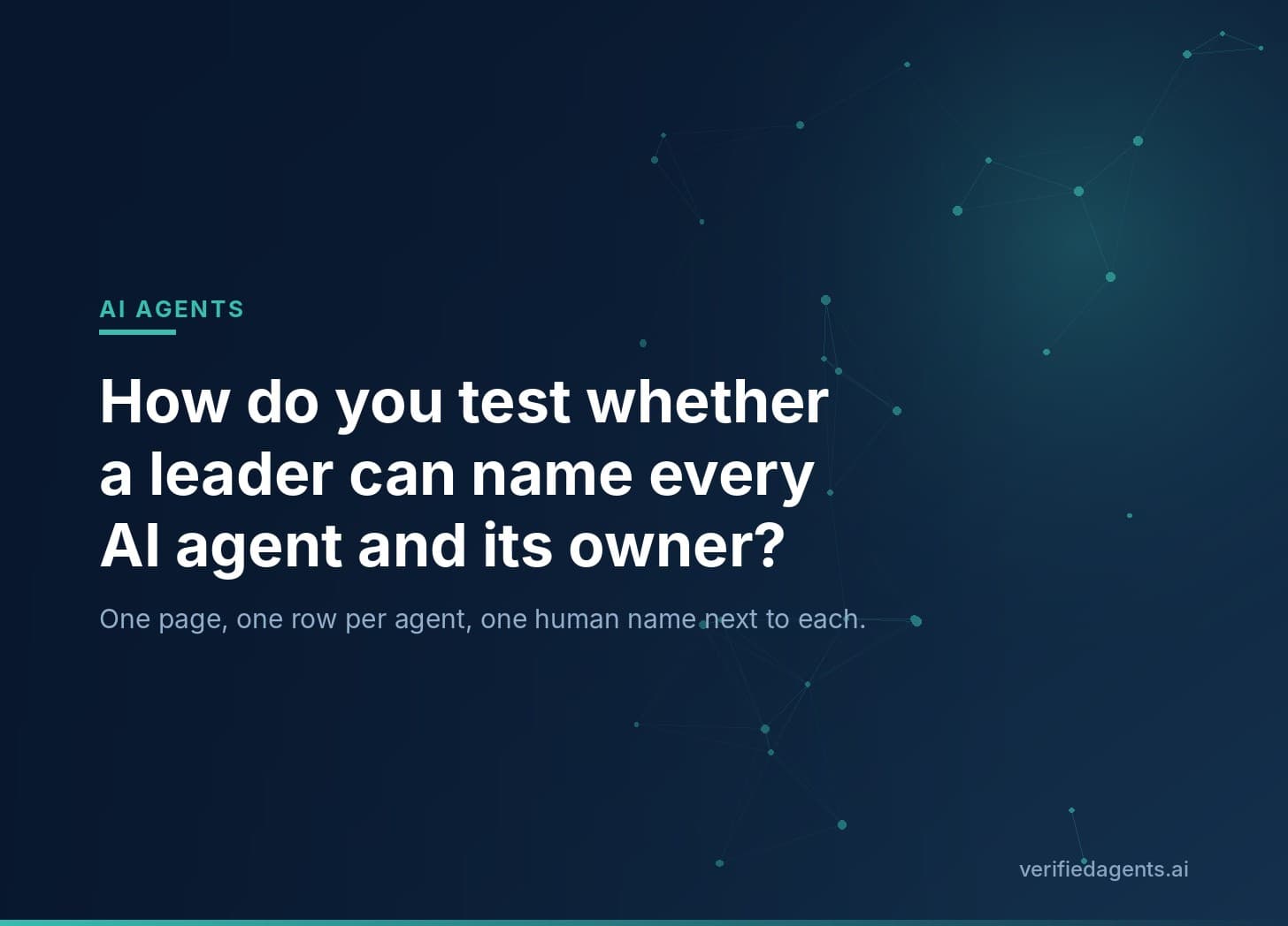 Hero: How do you test whether a leader can name every AI agent and its owner?